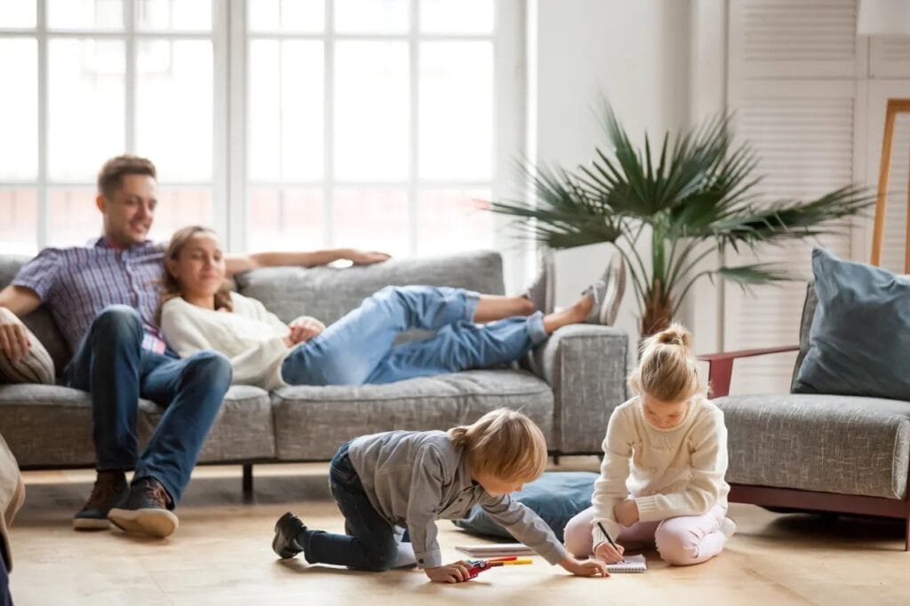Family enjoying the comfort of their forced air heating.